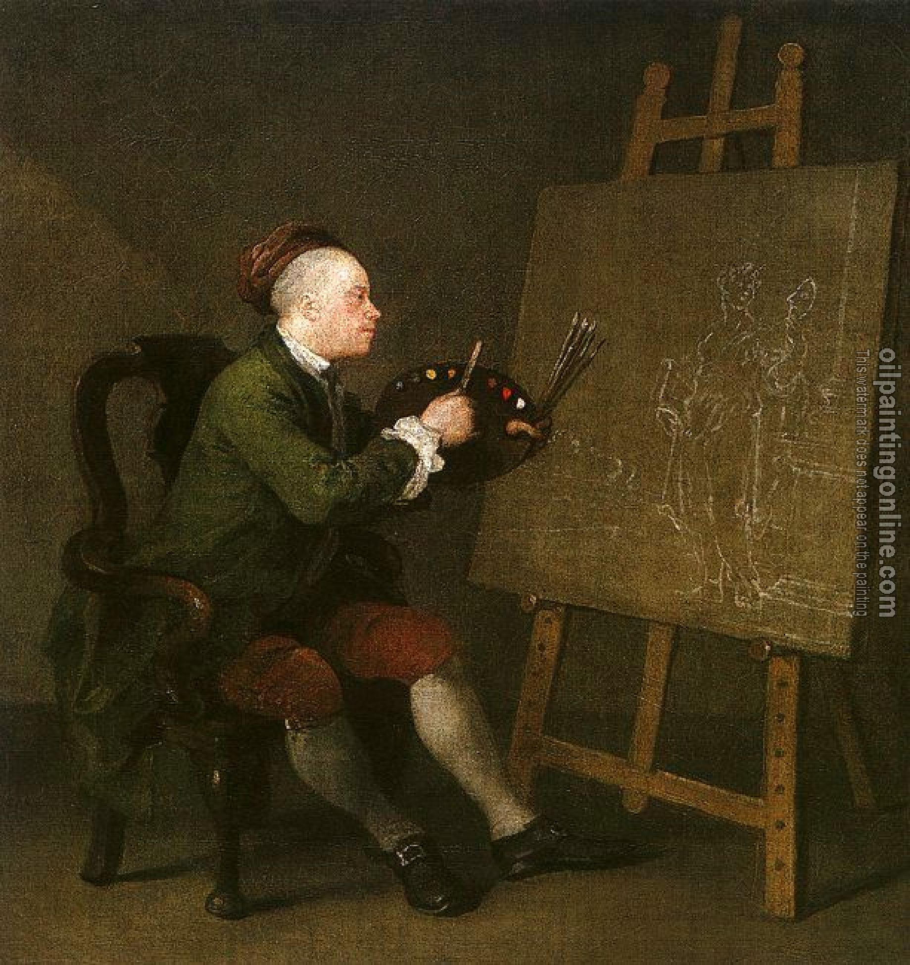 Hogarth, William - Self Portrait at the Easel